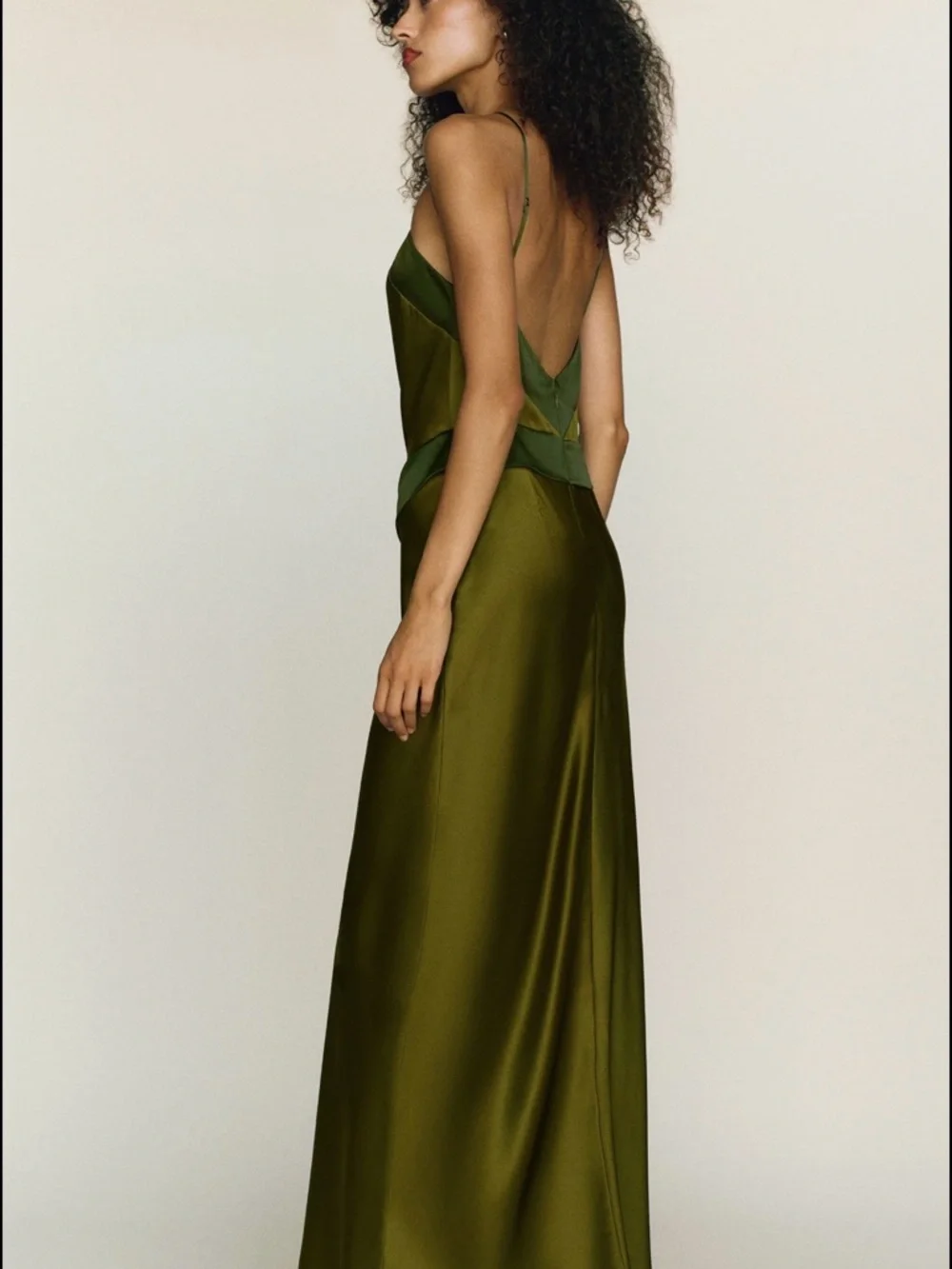 Reformation Jillian Silk Dress Olive Green Maxi Dress - Picture 3 of 7